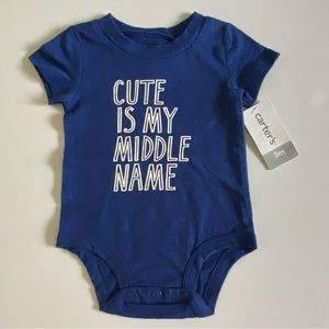 One Piece size 3 Months NWT Cute Is My Middle Name Snap Baby Girls Boys Carter's
